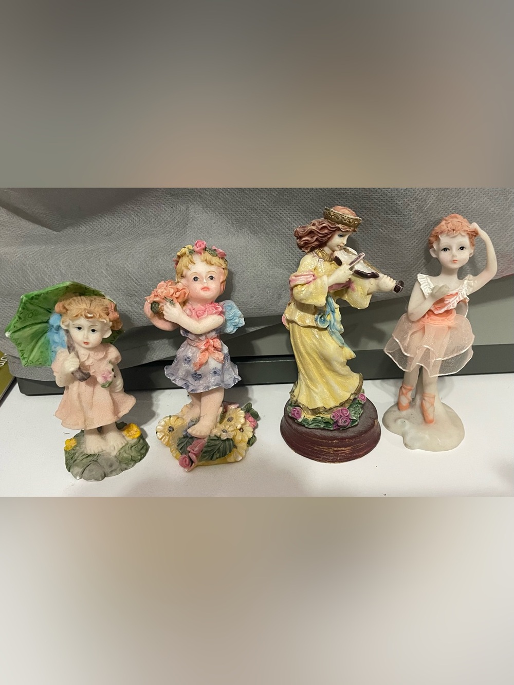 Hand-Painted Ceramic Figurine Set in Pastel Colors - Home Art Decor